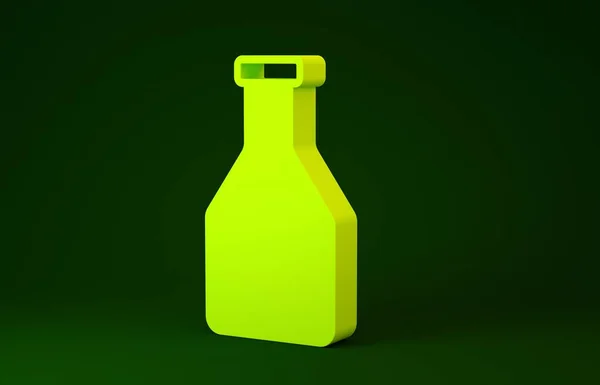 Icona bottiglia ketchup giallo isolato su sfondo verde. Concetto minimalista. Illustrazione 3d rendering 3D — Foto Stock