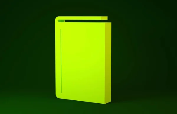 Yellow Book icon isolated on green background. Minimalism concept. 3d illustration 3D render — Stock Photo, Image