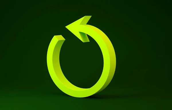 Yellow Refresh icon isolated on green background. Reload symbol. Rotation arrow in a circle sign. Minimalism concept. 3d illustration 3D render