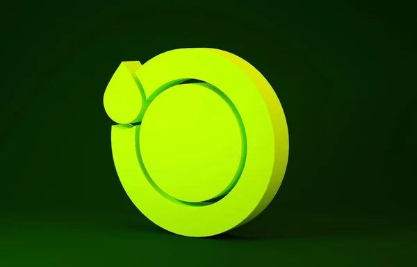 Icono de los platos de lavado amarillo aislado sobre fondo verde. Placa y esponja. Icono de platos de limpieza. Señal de lavavajillas. Signo de vajilla limpia. Concepto minimalista. 3D ilustración 3D render — Foto de Stock