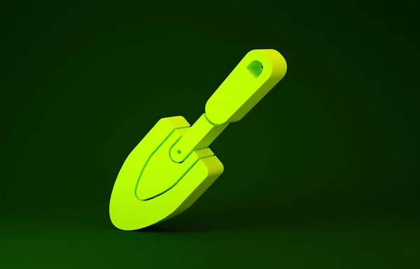 Yellow Garden troffel spade of schop pictogram geïsoleerd op groene achtergrond. Tuingereedschap. Gereedschap voor tuinbouw, landbouw, landbouw. Minimalisme concept. 3d illustratie 3D renderen — Stockfoto