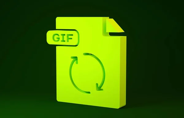 Yellow GIF file document. Download gif button icon isolated on green background. GIF file symbol. Minimalism concept. 3d illustration 3D render — Stock Photo, Image