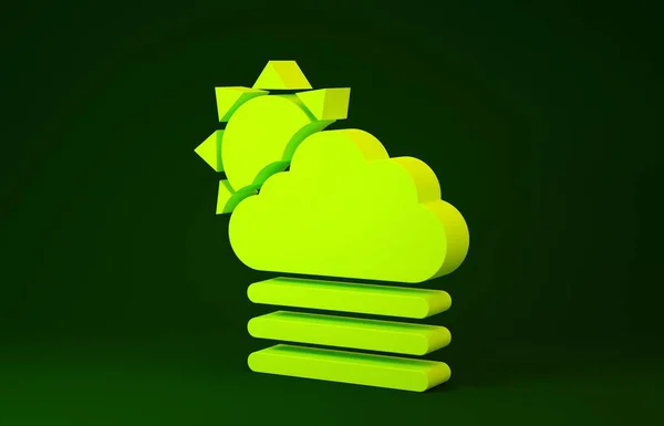 Yellow Fog and cloud with sun icon isolated on green background. Minimalism concept. 3d illustration 3D render — Stock Photo, Image