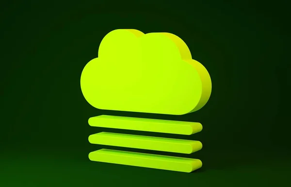 Icône brouillard jaune et nuage isolée sur fond vert. Concept de minimalisme. Illustration 3D rendu 3D — Photo