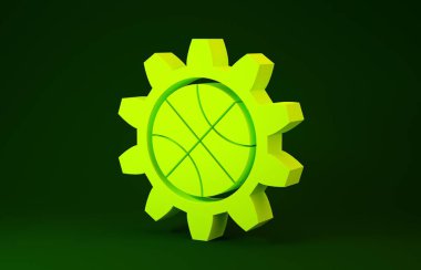 Sarı Planlama strateji konsepti ikonu yeşil arka planda izole edildi. Basketbol kupası formasyonu ve taktiği. Minimalizm kavramı. 3d illüstrasyon 3d canlandırma