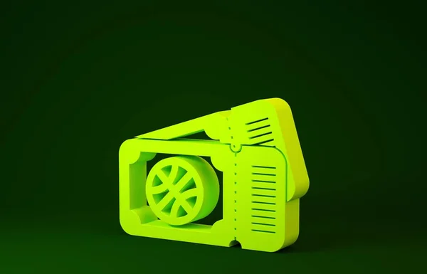 Icono de entrada de juego de baloncesto amarillo aislado sobre fondo verde. Concepto minimalista. 3D ilustración 3D render —  Fotos de Stock