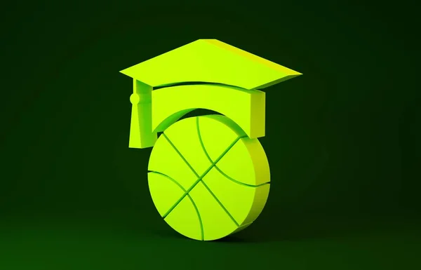 Yellow Basketball training icon isolated on green background. Minimalism concept. 3d illustration 3D render