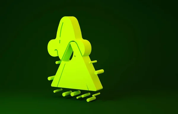 Gelbe laufende Nase Symbol isoliert auf grünem Hintergrund. Symptome der Rhinitis, Behandlung. Nase und Niesen. Nasenkrankheiten. Minimalismus-Konzept. 3D Illustration 3D Renderer — Stockfoto