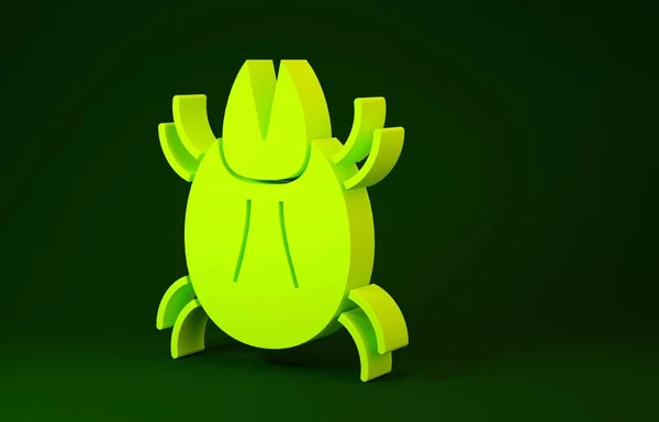 Yellow Parasite mite icon isolated on green background. Minimalism concept. 3d illustration 3D render — Stock Photo, Image