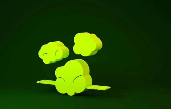 Ícone de pó amarelo isolado no fundo verde. Conceito de minimalismo. 3D ilustração 3D render — Fotografia de Stock