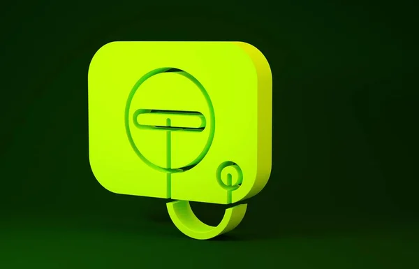 Tapa de llenado Yellow Oil que se abre en el icono de la gasolinera aislado sobre fondo verde. Concepto minimalista. 3D ilustración 3D render — Foto de Stock