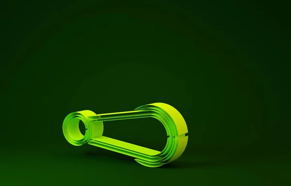 Amarillo icono de la manija de la puerta del coche aislado sobre fondo verde. Concepto minimalista. 3D ilustración 3D render — Foto de Stock