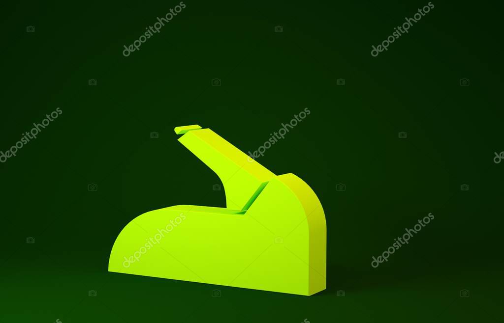 Yellow Car Handbrake Icon Isolated On Green Background Parking Brake Lever Minimalism Concept 3d Illustration 3d Render Larastock