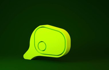 Sarı Araba ayna ikonu yeşil arkaplanda izole edildi. Minimalizm kavramı. 3d illüstrasyon 3B canlandırma