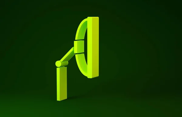 Gelbes Scheibenwischer-Symbol isoliert auf grünem Hintergrund. Minimalismus-Konzept. 3D Illustration 3D Renderer — Stockfoto