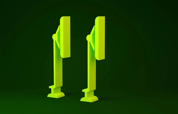 Icono del limpiaparabrisas amarillo aislado sobre fondo verde. Concepto minimalista. 3D ilustración 3D render — Foto de Stock