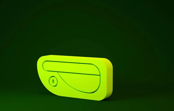Κίτρινη πόρτα αυτοκινήτου λαβή εικονίδιο απομονώνονται σε πράσινο φόντο. Μινιμαλιστική έννοια. 3D απεικόνιση 3d καθιστούν — Φωτογραφία Αρχείου