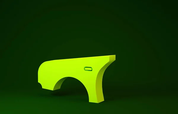 Ikona žlutého nárazníku vozu izolovaná na zeleném pozadí. Minimalismus. 3D ilustrace 3D vykreslení — Stock fotografie