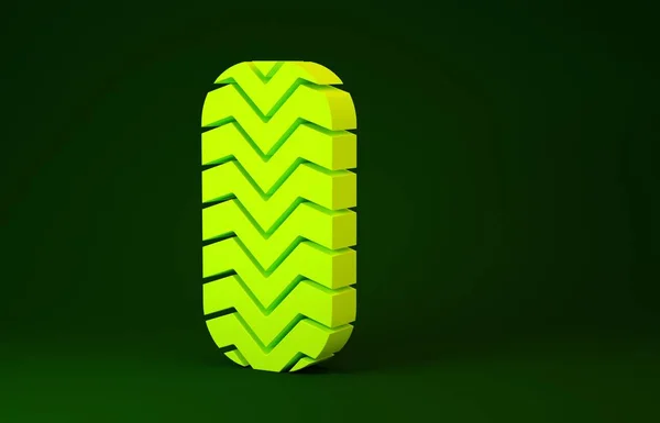 Yellow Car tire icon isolated on green background. Minimalism concept. 3d illustration 3D render — Stock Photo, Image