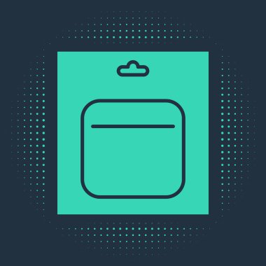 Mavi arkaplanda izole edilmiş paket simgesindeki yeşil pil. Şimşek sembolü. Soyut çember rastgele noktalar. Vektör İllüstrasyonu