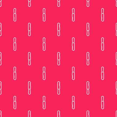 Kırmızı arka planda beyaz çizgi, tek kullanımlık plastik bıçak ikonu izole edilmiş. Vektör İllüstrasyonu