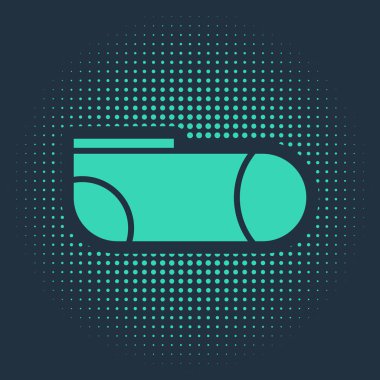 Yeşil spor çorapları ikonu mavi arkaplanda izole edilmiş. Soyut çember rastgele noktalar. Vektör İllüstrasyonu