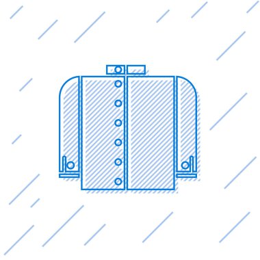 Beyaz arkaplanda mavi çizgi tişört simgesi izole edildi. Vektör İllüstrasyonu