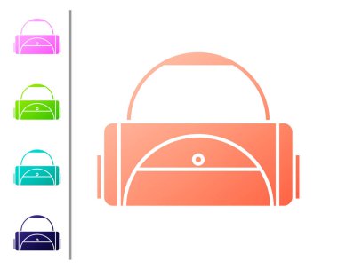 Mercan Spor Torbası simgesi beyaz arkaplanda izole edildi. Renk simgelerini ayarla. Vektör İllüstrasyonu