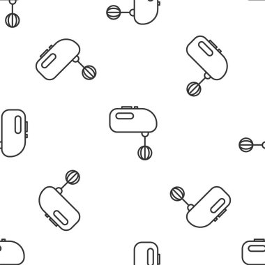 Gri çizgi elektirik karıştırıcı simgesi beyaz arka planda kusursuz desen izole etti. Mutfak blenderi. Vektör İllüstrasyonu
