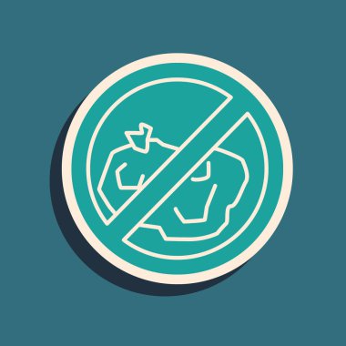 Mavi arkaplanda çöp simgesi yok. Uzun gölge tarzı. Vektör İllüstrasyonu