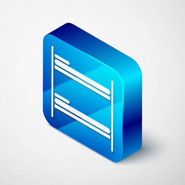 Beyaz arkaplanda Isometric Ranza simgesi izole edildi. Mavi kare düğme. Vektör İllüstrasyonu