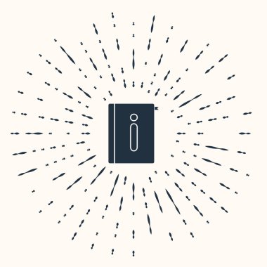 Gri Kullanıcı elle simgesi bej arka planda izole edildi. Kullanıcı rehberi kitabı. Talimat işareti. Kullanmadan önce oku. Soyut çember rastgele noktalar. Vektör İllüstrasyonu