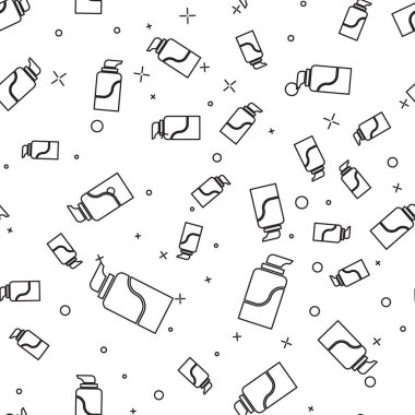 Siyah çizgi kremi ya da losyon kozmetik tüp ikonu beyaz arka planda izole edilmiş pürüzsüz desen. Erkekler için vücut bakım ürünleri. Vektör İllüstrasyonu