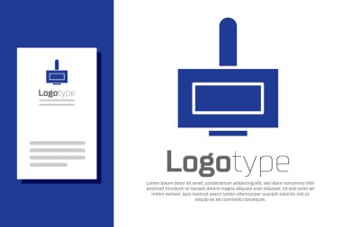 Mavi tırnak cilası ikonu beyaz arka planda izole edilmiş. Logo tasarım şablonu elemanı. Vektör İllüstrasyonu