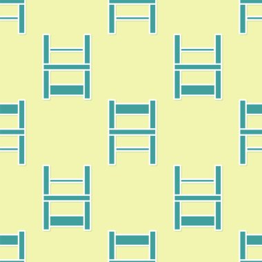 Yeşil Sandalye ikonu sarı arka planda kusursuz desen izole etti. Vektör İllüstrasyonu