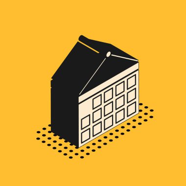Sarı arkaplanda Isometric Takvim simgesi izole edildi. Olay hatırlatma sembolü. Vektör İllüstrasyonu