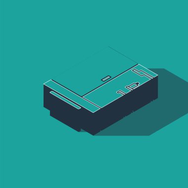 Isometric Duş kabini simgesi yeşil arka planda izole edildi. Vektör İllüstrasyonu