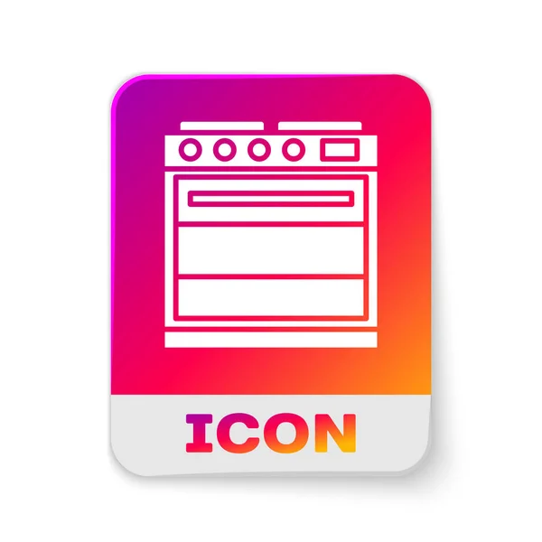白いオーブンのアイコンは 白い背景に分離されています ストーブガスオーブンサイン 長方形の色ボタン ベクトルイラストレーション — ストックベクタ