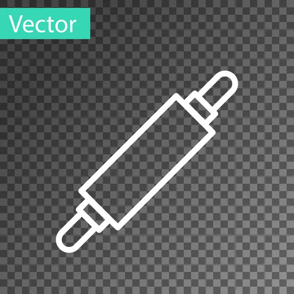 Biała Linia Rolling Pin Ikona Izolowana Przezroczystym Tle Ilustracja Wektora — Wektor stockowy