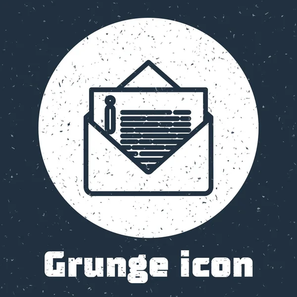 Línea Grunge Icono Sobre Aislado Sobre Fondo Gris Mensaje Correo — Vector de stock