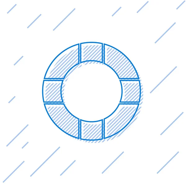 青い線白い背景に隔離されたライフブイのアイコン ライフベルトのシンボル ベクターイラスト — ストックベクタ