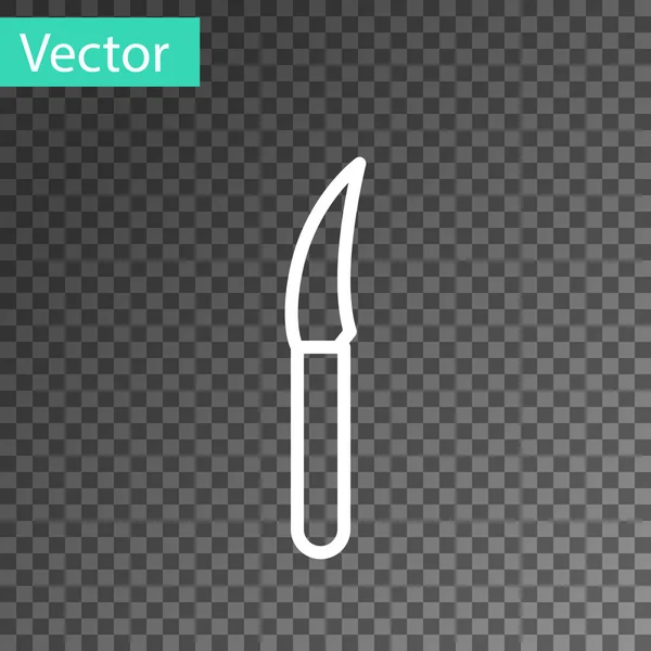 Línea Blanca Icono Del Cuchillo Aislado Sobre Fondo Transparente Símbolo — Vector de stock