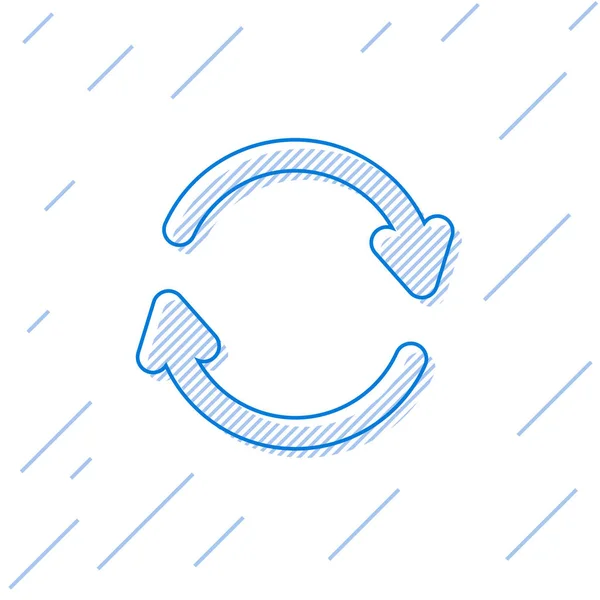Blue Line Refresh Icon Isolated White Background Reload Symbol Rotation — 스톡 벡터