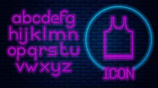 Glowing Neon Sleeveless Shirt Icon Isolated Brick Wall Background Neon — 스톡 벡터