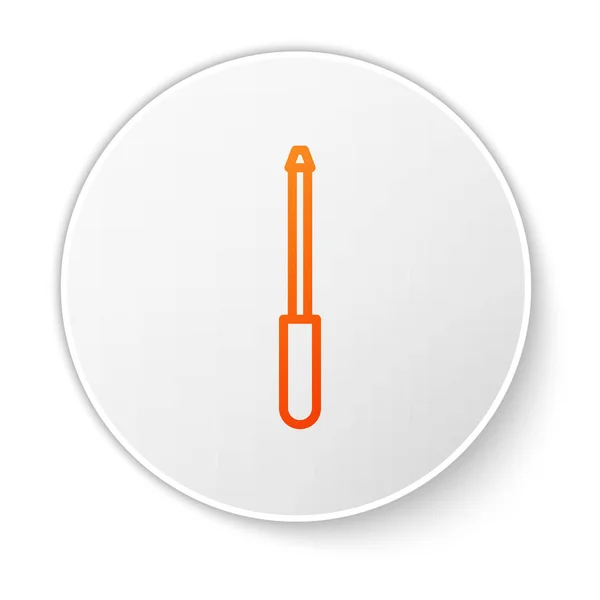 オレンジ色のラインナイフのシャープナーアイコンは 白の背景に隔離された 白い丸ボタン ベクターイラスト — ストックベクタ