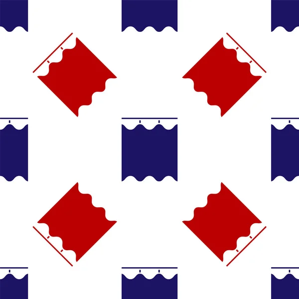 青と赤のカーテンアイコンは 白の背景にシームレスなパターンを隔離します ベクターイラスト — ストックベクタ