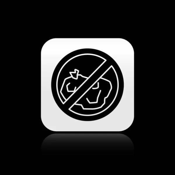 Black Trash Icon Isolated Black Background Silver Square Button Vector — Stock Vector