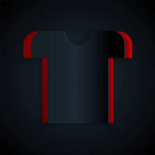 Icône Shirt Papier Isolé Sur Fond Noir Style Art Papier — Image vectorielle