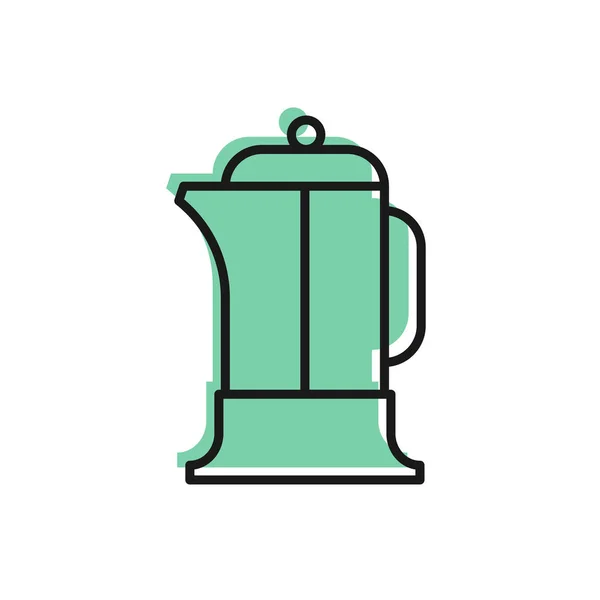 Black Line French Press Icon Isolated White Background Vector Illustration — Stock Vector