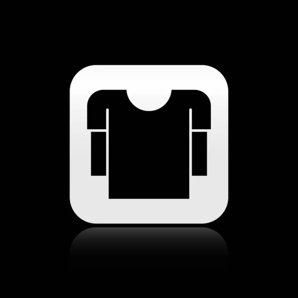 Schwarzes Langarmshirt Symbol Isoliert Auf Schwarzem Hintergrund Silberner Quadratischer Knopf — Stockvektor